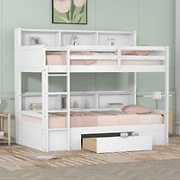 Streamdale Twin Bunk Bed with Shelves and Drawer