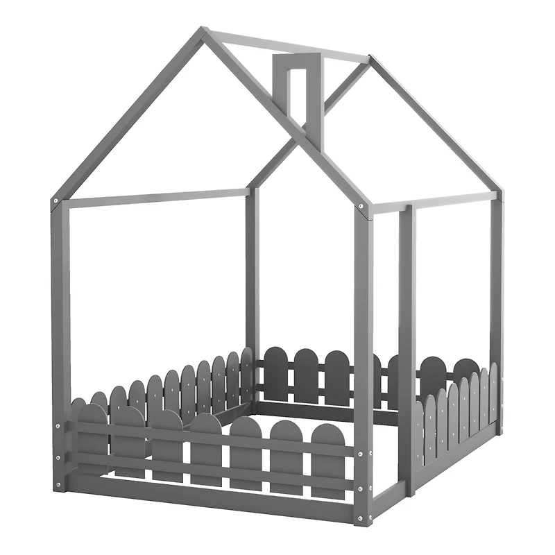 Streamdale Full Wood House Bed with Fence
