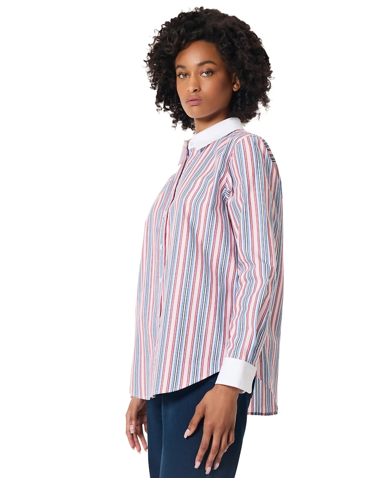 Jones New York Women's Cotton Oversized Striped Shirt