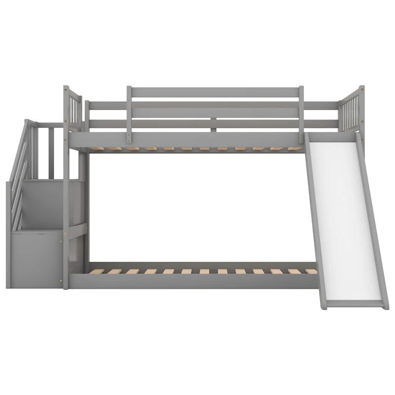 Streamdale Twin Over Bunk Bed With Convertible Slide And Stairway