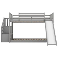 Streamdale Twin Over Bunk Bed With Convertible Slide And Stairway