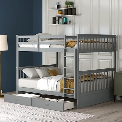 Streamdale Espresso Bunk Bed with Drawers and Ladders