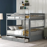 Streamdale Espresso Bunk Bed with Drawers and Ladders
