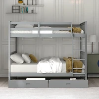 Streamdale Espresso Bunk Bed with Drawers and Ladders