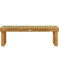 Gymax Set of 2 Patio Garden Dining Bench Acacia Wood Bench