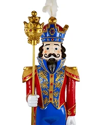 Northlight White and Gold Standing Christmas Nutcracker Soldier Holding a Sceptor 6.5 ft