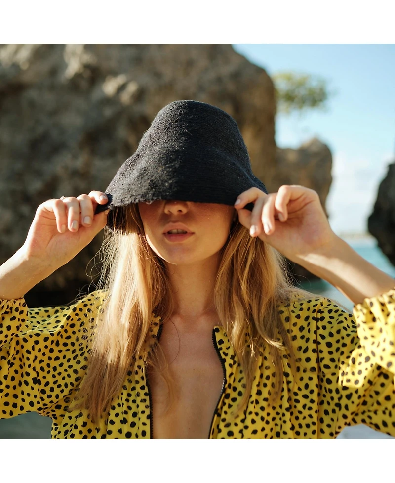 Brunna.co Naomi Jute Clochet Straw Hat in Black