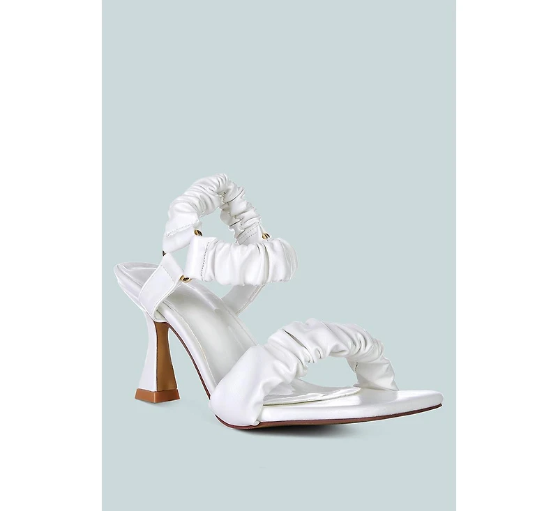 merker ruched spool heel casual sandals
