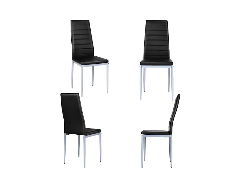 Set of 4 Pvc Leather Dining Chairs with Solid Metal Legs for Kitchen or Room
