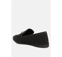 neoma horsebit detail flat canvas loafers