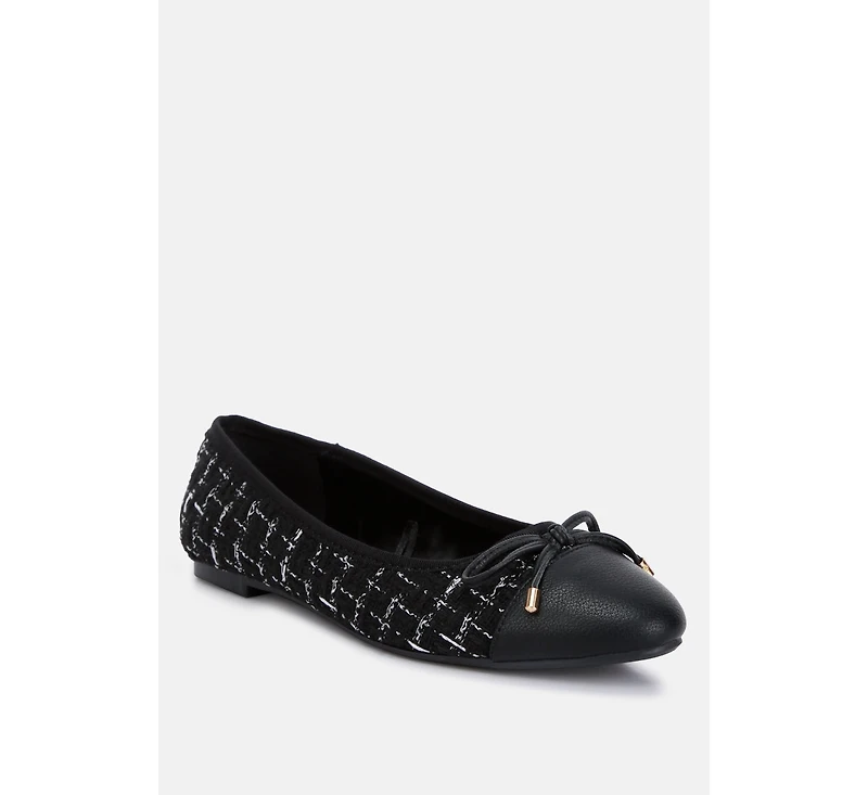 Junpey Plaid Tweed Ballet Flats