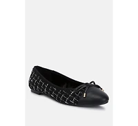 Junpey Plaid Tweed Ballet Flats