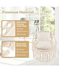 Slickblue Hanging Hammock Chair with Soft Seat Cushions and Sturdy Rope Chain-Beige