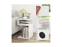 Slickblue S-Shaped Side Table with Unique S-shaped Frame and 2 Open Compartments-White