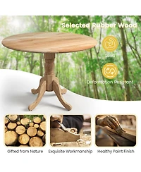 Round Wooden Dining Table with Curved Trestle Legs for Kitchen or Room