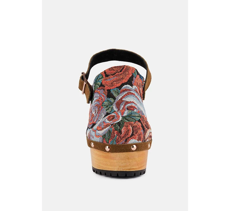 Mural Womens Tapestry Handcrafted Clogs