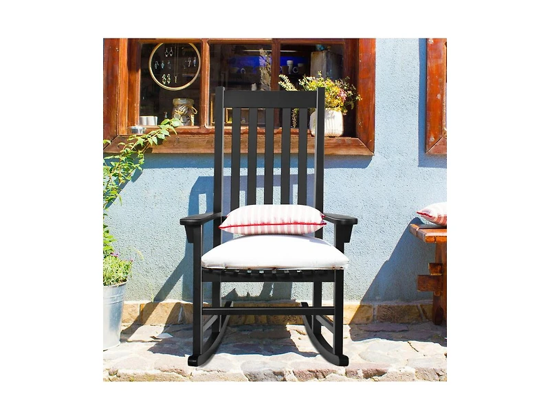Slickblue Indoor Outdoor Wooden High Back Rocking Chair