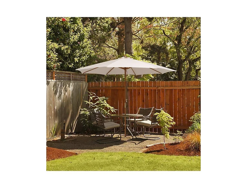 Patio Umbrella with 8 Wooden Ribs and 3 Adjustable Heights