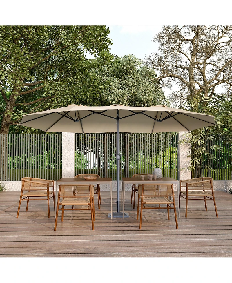 Mondawe 15x9 ft Double-Sided Rectangular Outdoor Twin Patio Market Umbrella