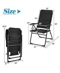 Slickblue 2 Pieces Outdoor Folding Patio Chairs with Adjustable Backrests for Bistro and Backyard