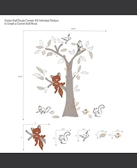 Lambs & Ivy Treetop Fox Beige Tree w/ Woodland Animals Wall Decals/Stickers