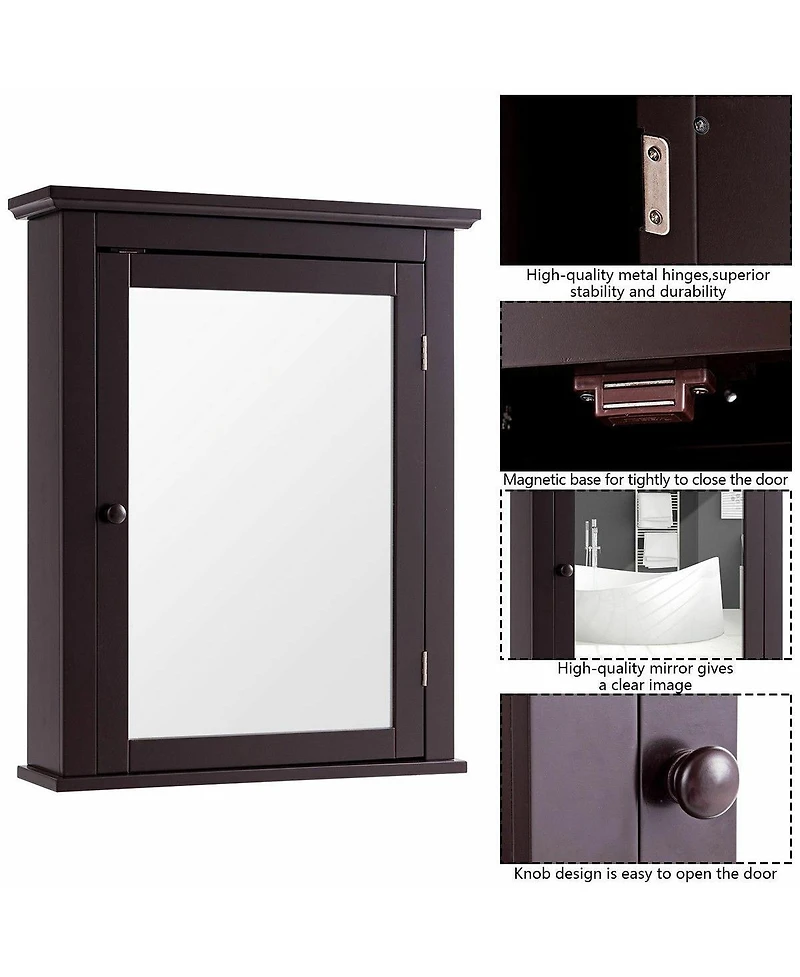 Sugift Bathroom Wall Mounted Storage Mirror Medicine Cabinet