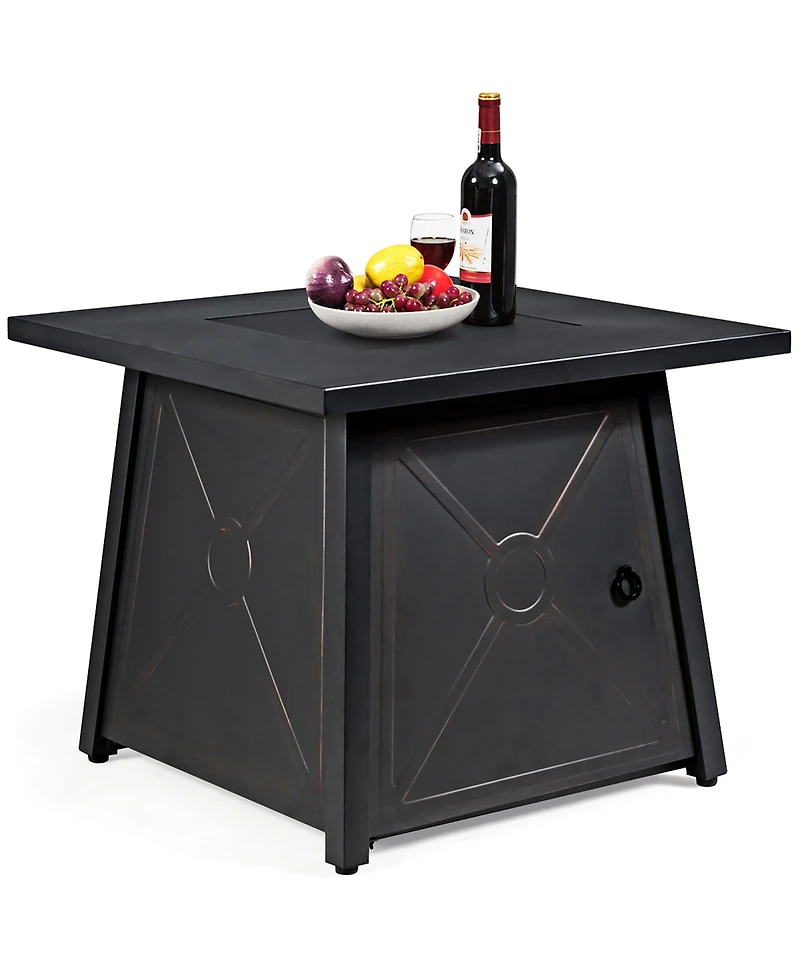 Costway 30'' Square Propane Gas Fire Pit Table 50,000 Btu W/ Waterproof Cover