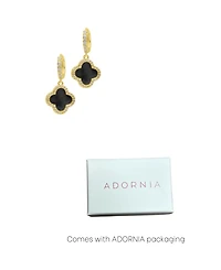 Adornia Gold Crystal Halo Colored Clover Dangle Huggie Earrings