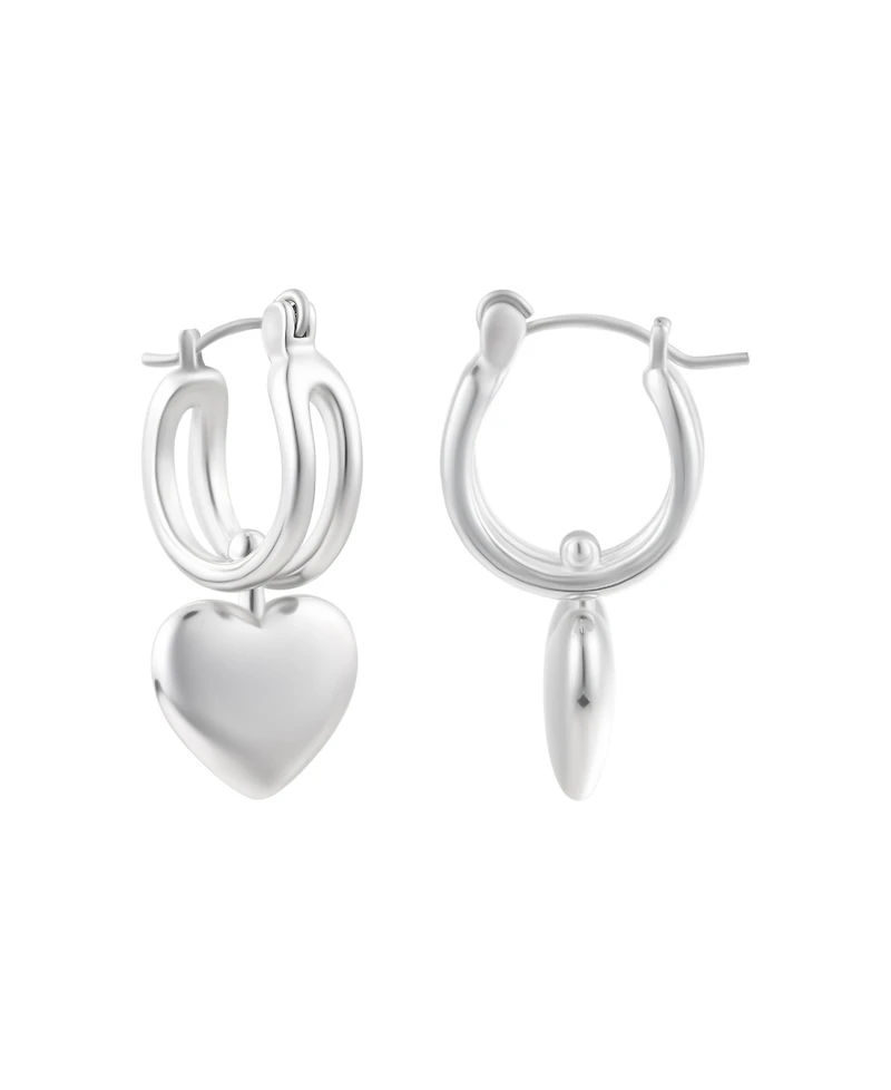 Adornia Silver Heart Huggie Earrings