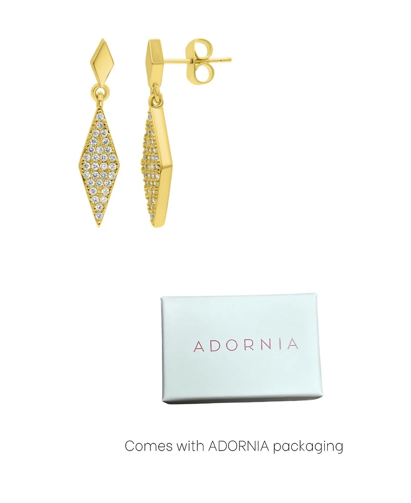 Adornia Gold Crystal Diamond-Shaped Drop Earrings