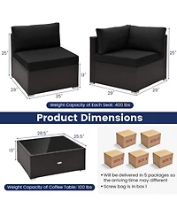 Sugift 10 Piece Outdoor Wicker Conversation Set with Seat and Back Cushions