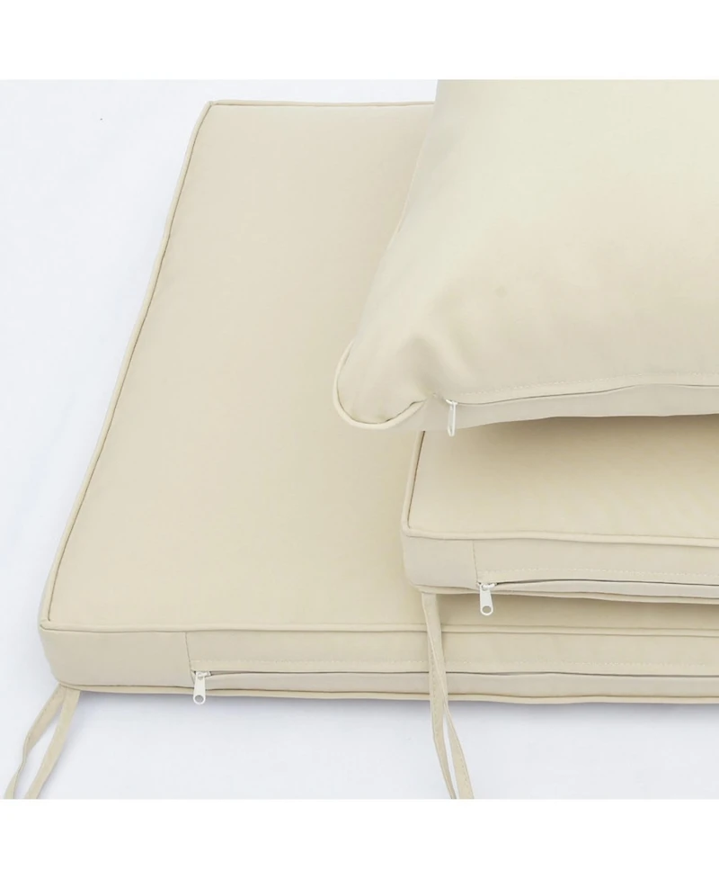 4 Pieces Outdoor Wicker Conversation Bistro Set with Soft Cushions and Tempered Glass Coffee Table