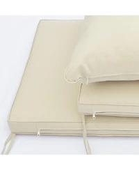 4 Pieces Outdoor Wicker Conversation Bistro Set with Soft Cushions and Tempered Glass Coffee Table