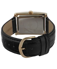 Peugeot Men's 43x30 mm Black Vintage Like Tank Leather Strap Watch