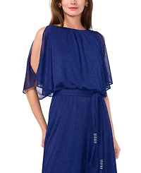 Msk Women's Glitter-Chiffon Blouson Wide-Leg Jumpsuit