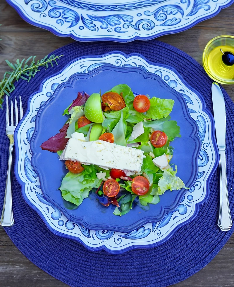 Certified International Blue Indigo Crackle Set of 4 Salad Plate 9", Service For 4