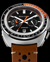 Bulova Men's Chronograph Racer Brown Leather Strap Watch 42mm