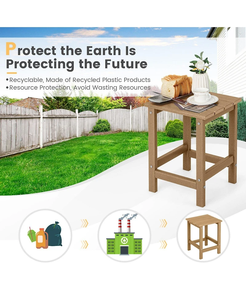 Slickblue 14 Inch Square Weather-Resistant Adirondack Side Table