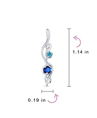 Bling Jewelry Swirl Wire Ear Pin Climbers Aqua Blue Cubic Zirconia Earrings Royal Blue Cz Crawlers Sterling Silver