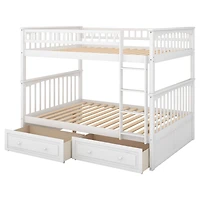 Streamdale Furniture Full Over Full Bunk Bed With Drawers, Convertible Beds, White