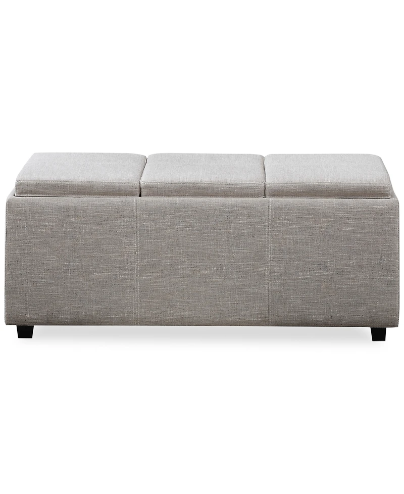 Avalon Fabric Rectangular Storage Ottoman with 3 Trays