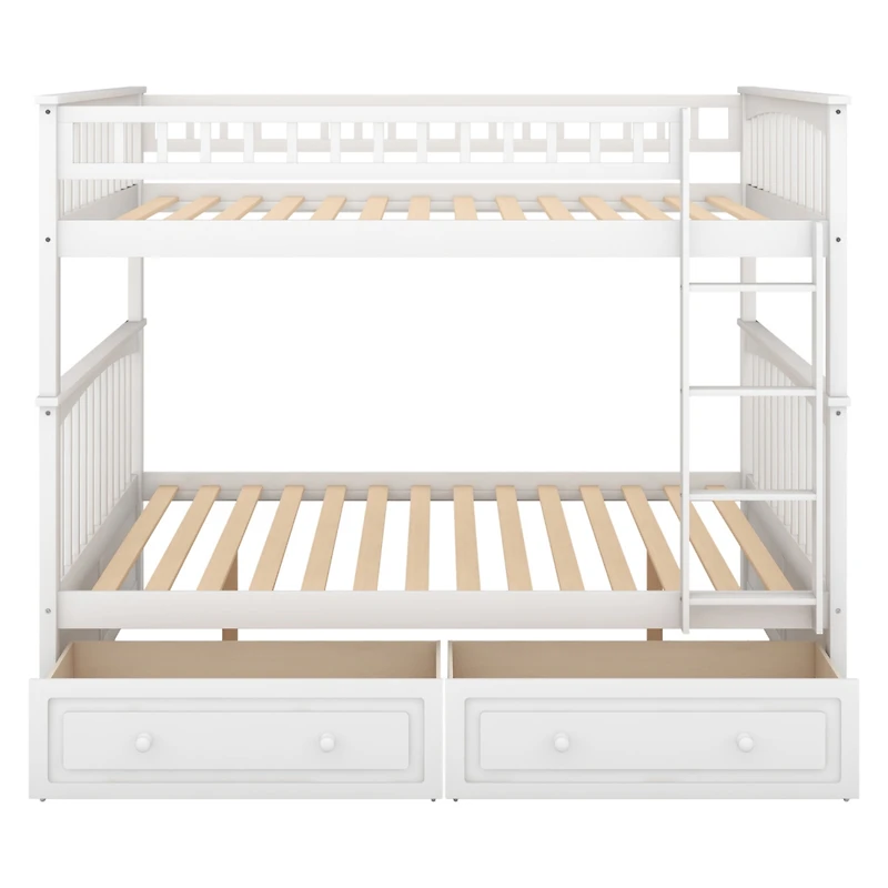 Streamdale Furniture Full Over Full Bunk Bed With Drawers, Convertible Beds, White