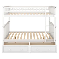 Streamdale Furniture Full Over Full Bunk Bed With Drawers, Convertible Beds, White