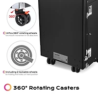 Byootique Aluminum Rolling Makeup Train Case with Table Salon Nail Trolley Cosmetic Organizer Black