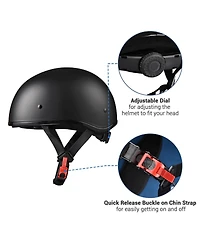 Ahr Half Face Motorcycle Helmet Sun Visor Dot Approved Bike Chopper Matte Black