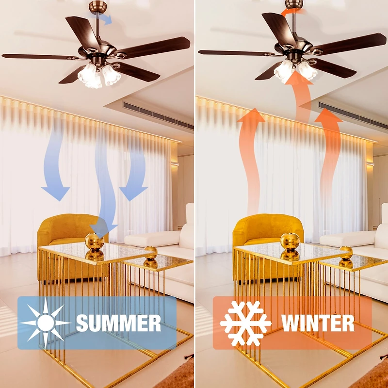 51" 5 Blades Ceiling Fan w/ Light Kit Antique Bronze Reversible Remote Control