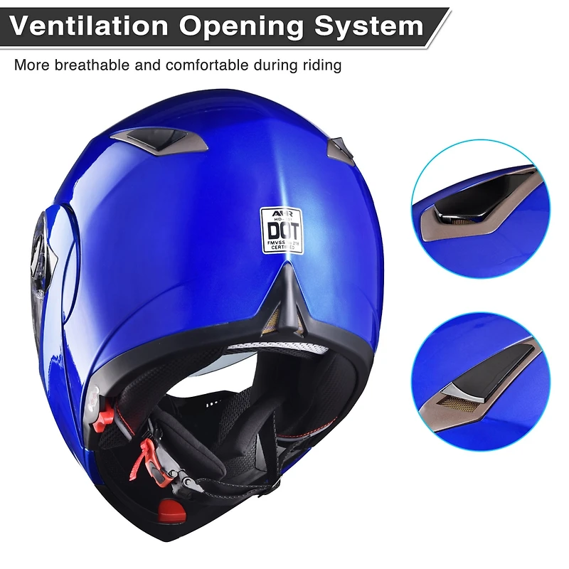 Ahr Run-m Full Face Flip up Modular Motorcycle Helmet Dot Approve Dual Visor Motocross Matt Black Xl