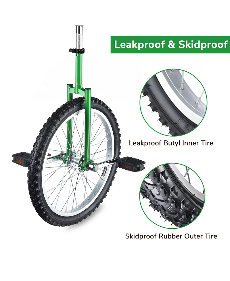 Yescom 20 In Wheel Outdoor Unicycle Leakproof Butyl Tire Circus Bike Balance Training for Adults Teenagers Kids