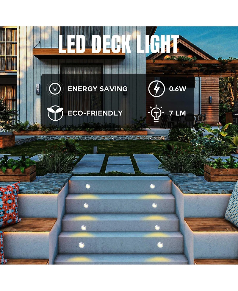 15pcs Led Deck Light Garden Mall Stair Yard Landscape Warm White Lamp Waterproof