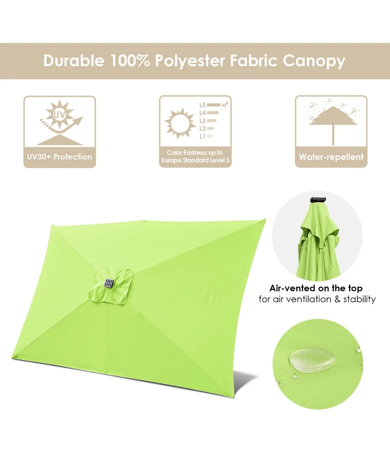 4 Pack of 10x6ft Rectangle Solar Power Patio Umbrella Outdoor Led Tilt Sunshade